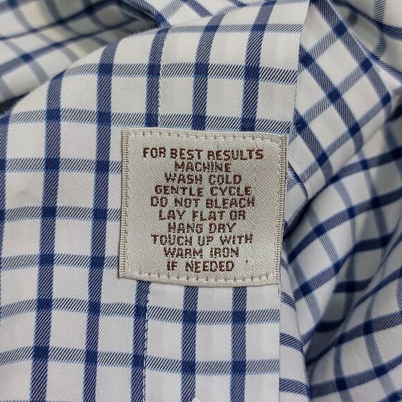 Peter Millar Crown Soft Men's Large Button Down Silk Blend Shirt Blue Checkered - Picture 7 of 10